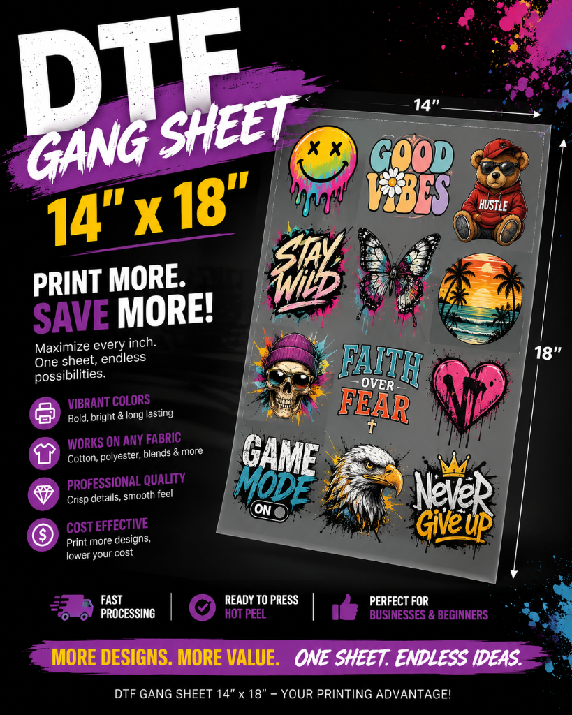 DTF Gang Sheet - 14" (W) x 18" (H)