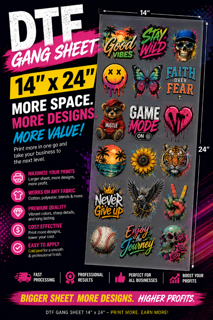 DTF Gang Sheet - 14" (W) x 24" (H)